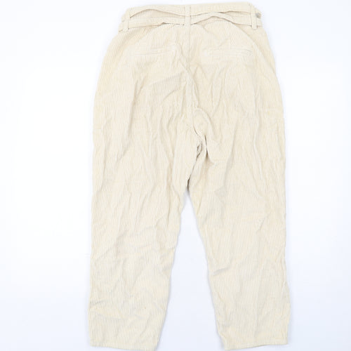 River Island Womens Ivory Cotton Chino Trousers Size 10 Regular Zip
