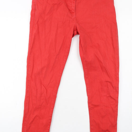 Barbour Womens Red Cotton Skinny Jeans Size 14 Regular Zip