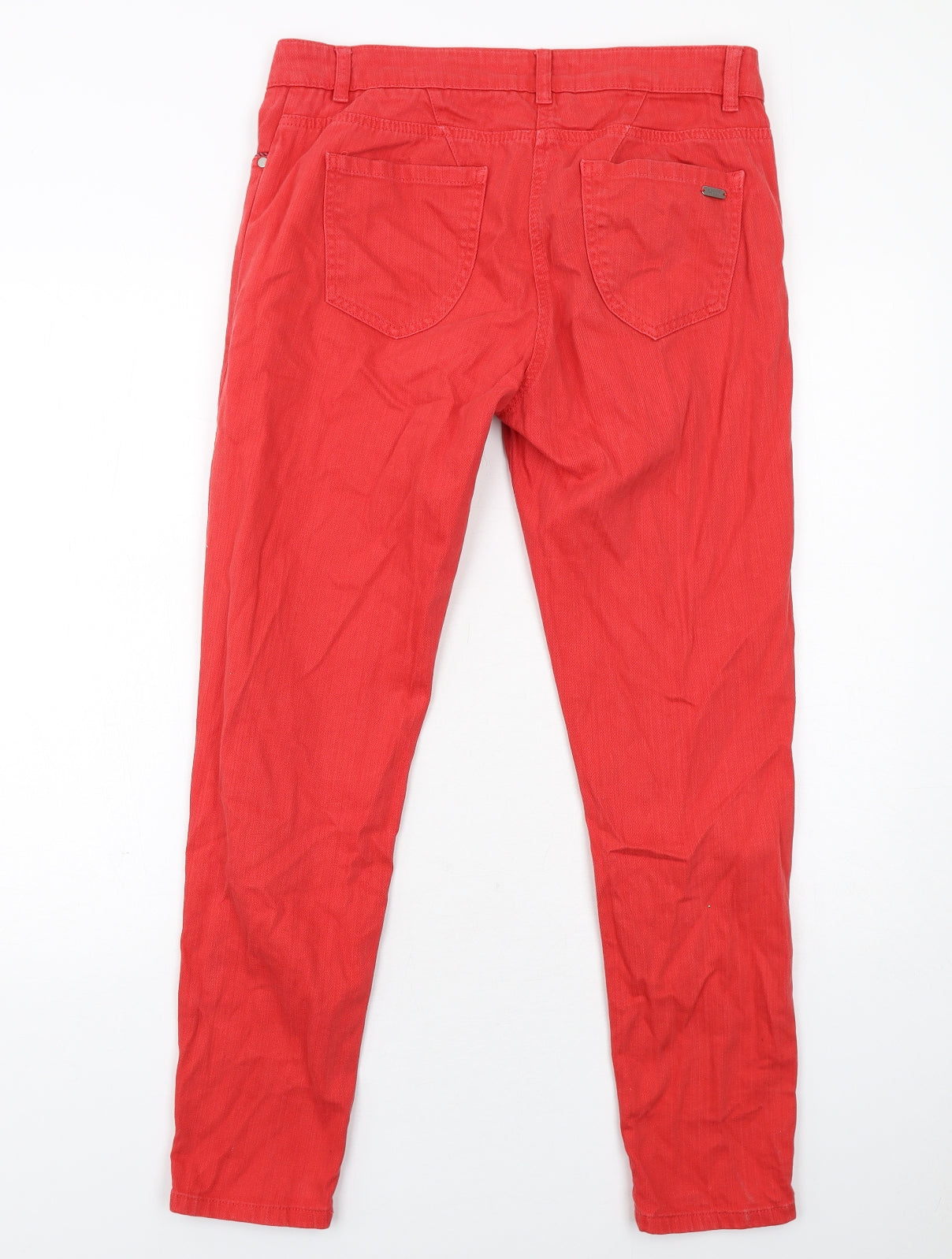 Barbour Womens Red Cotton Skinny Jeans Size 14 Regular Zip