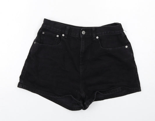 ASOS Womens Black Cotton Boyfriend Shorts Size 12 Regular Zip