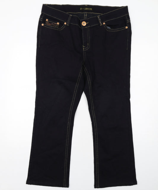 Evans Womens Blue Cotton Straight Jeans Size 20 Regular Zip