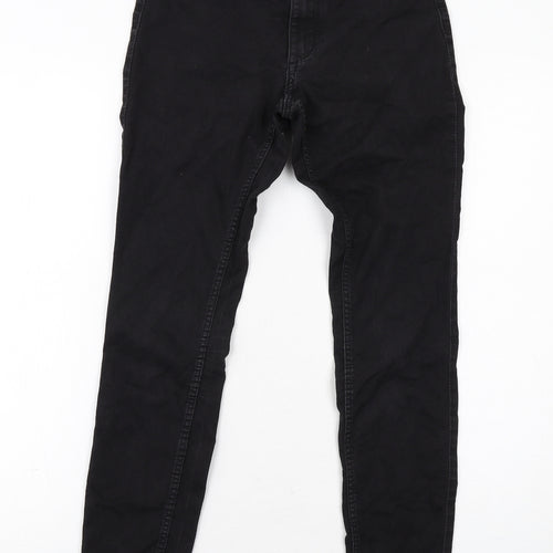 H&M Girls Black Cotton Skinny Jeans Size 11-12 Years Regular Zip