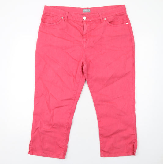 Per Una Womens Pink Cotton Skinny Jeans Size 18 Regular Zip