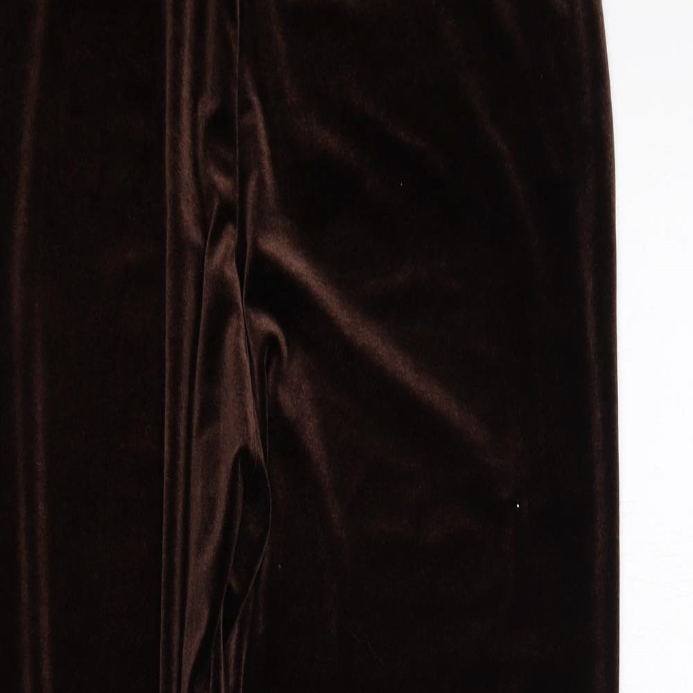 EWM Womens Brown Polyester Dress Pants Trousers Size 12 Regular