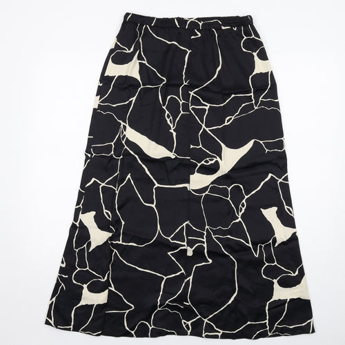 Zara Womens Black Geometric Viscose A-Line Skirt Size S