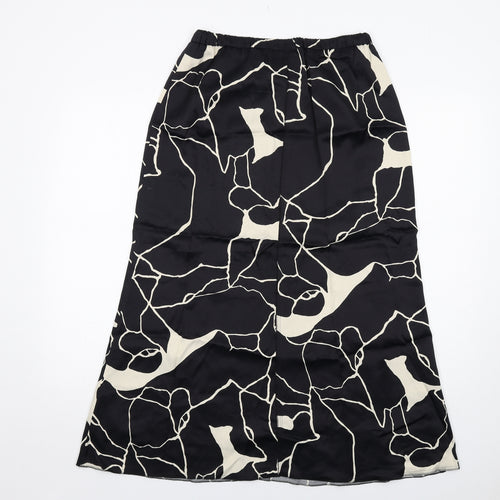 Zara Womens Black Geometric Viscose A-Line Skirt Size S