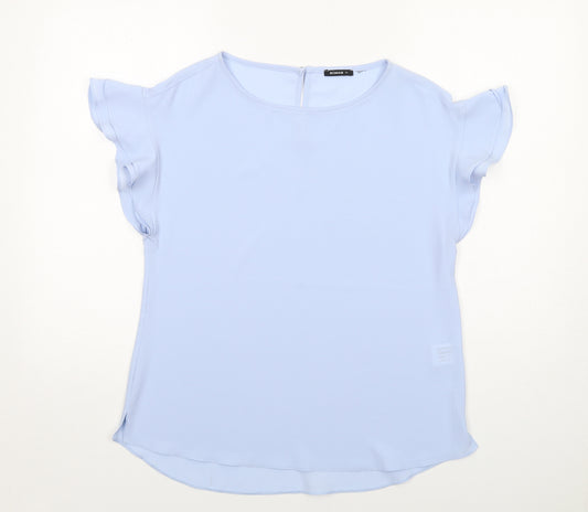Roman Womens Black Polyester Basic T-Shirt Size 12 Round Neck