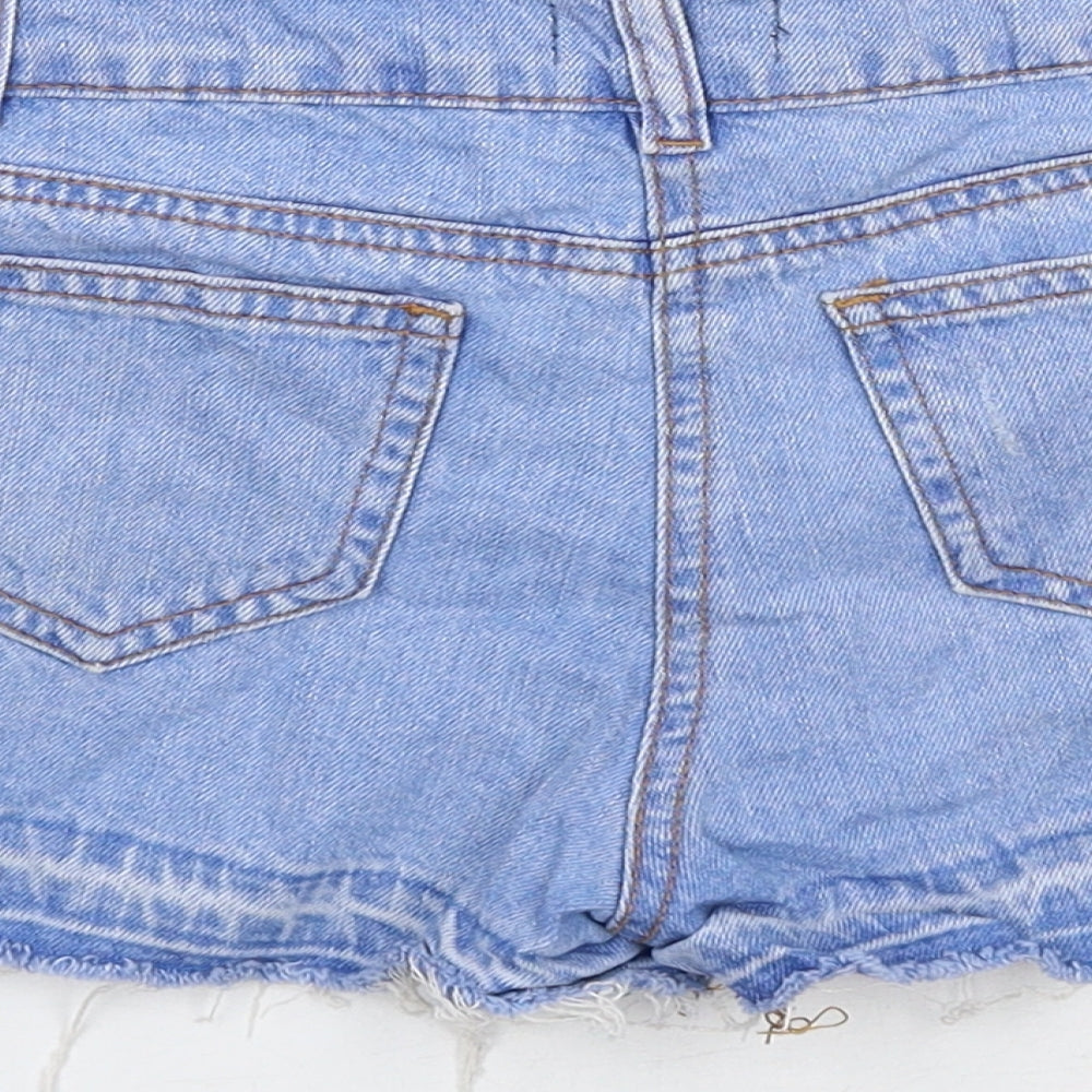M&Co Girls Blue Cotton Cut-Off Shorts Size 9 Years Regular Zip