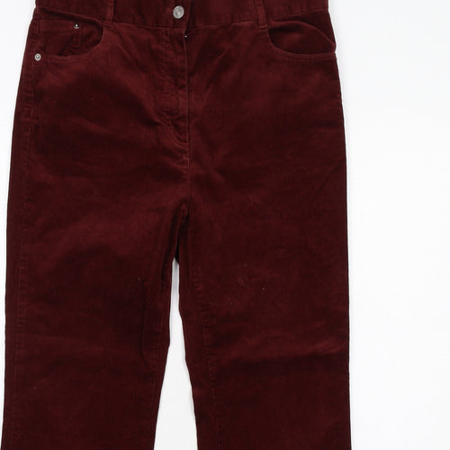 Per Una Womens Red Cotton Trousers Size 14 Regular Zip