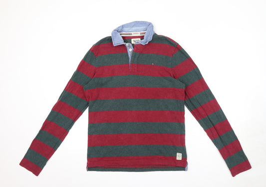 Hilfiger Denim Mens Red Striped Cotton Pullover Sweatshirt Size L