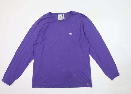 adidas Mens Purple Cotton Pullover Sweatshirt Size L