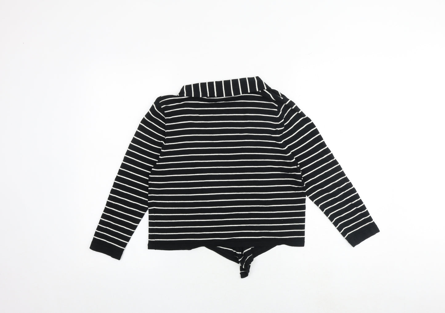 M&Co Womens Black V-Neck Striped Viscose Cardigan Jumper Size 12