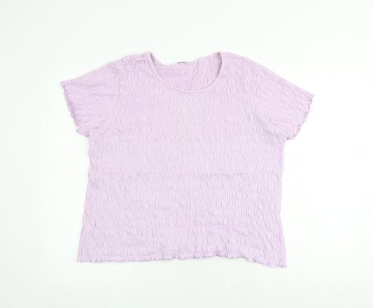 Damart Womens Purple Cotton Basic T-Shirt Size 18 Round Neck - Size 18-20