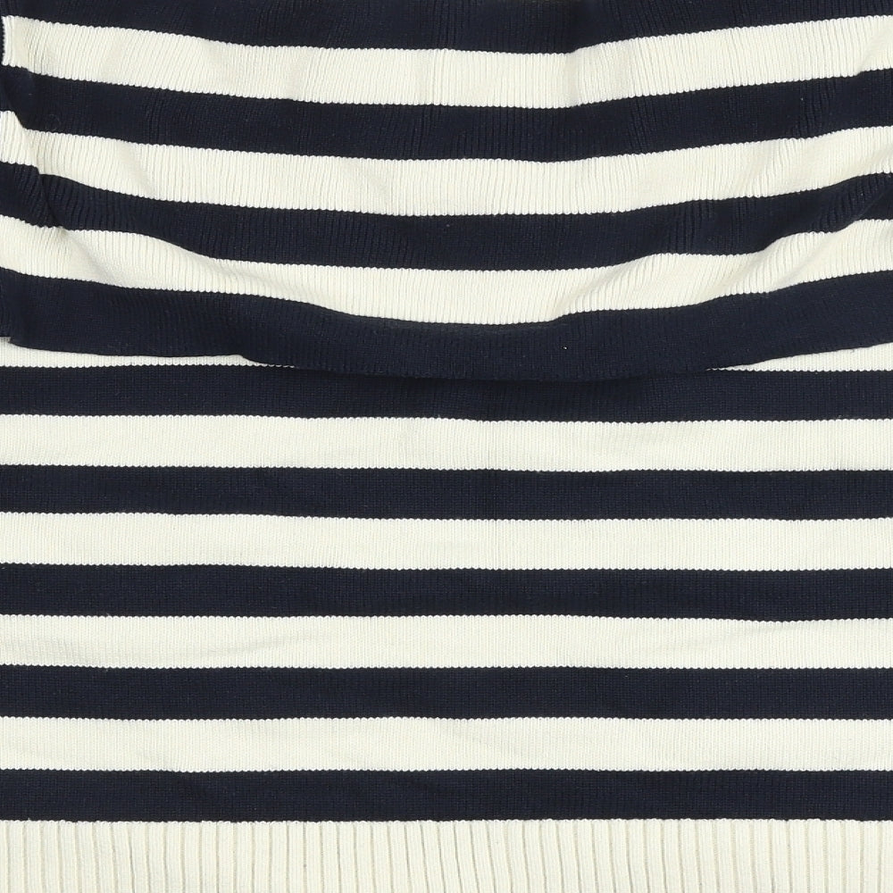 Zara Womens Multicoloured Round Neck Striped 100% Cotton Pullover Jumper Size M