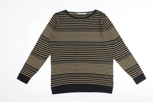 EWM Womens Multicoloured Round Neck Striped 100% Merino Wool Pullover Jumper Size 14 - Size 14-16