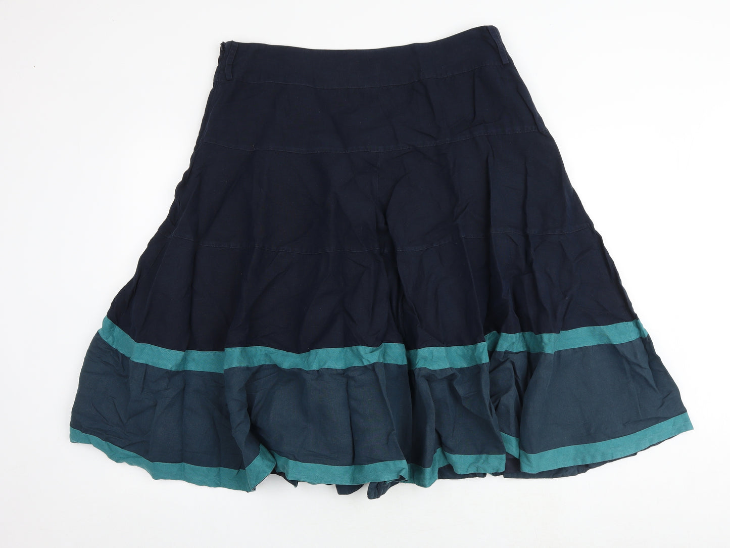 Per Una Womens Blue Cotton Swing Skirt Size 18 Zip
