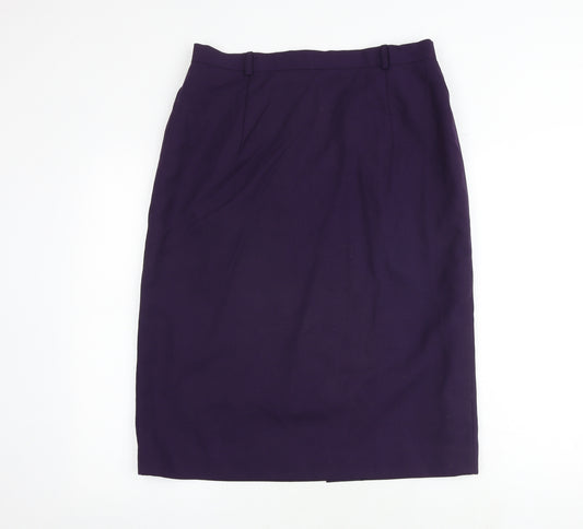 Jacques Vert Womens Purple Polyester A-Line Skirt Size 18 Zip