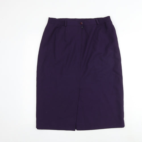 Jacques Vert Womens Purple Polyester A-Line Skirt Size 18 Zip