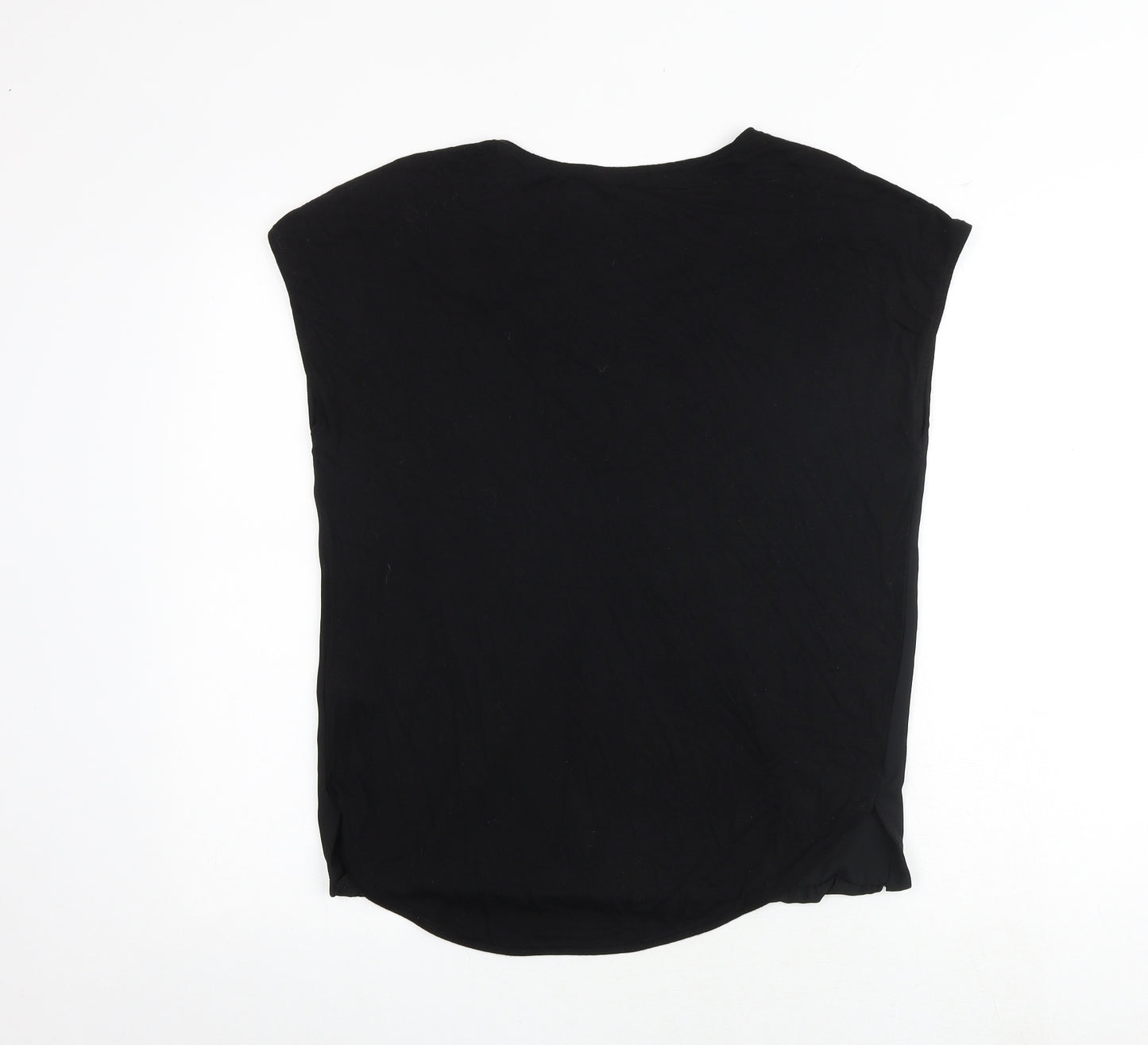Marks and Spencer Womens Black Polyester Basic Blouse Size 10 V-Neck