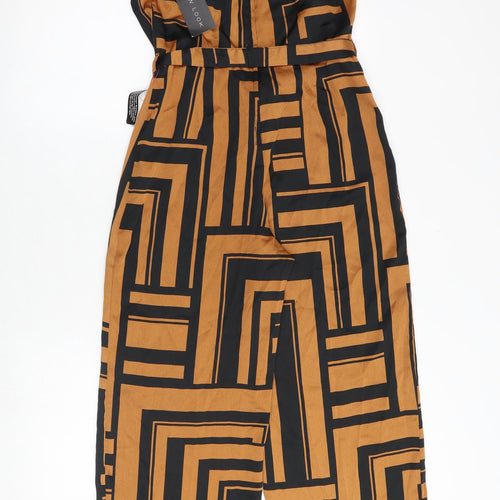 New Look Womens Orange Geometric Polyester Jumpsuit One-Piece Size 10 Tie