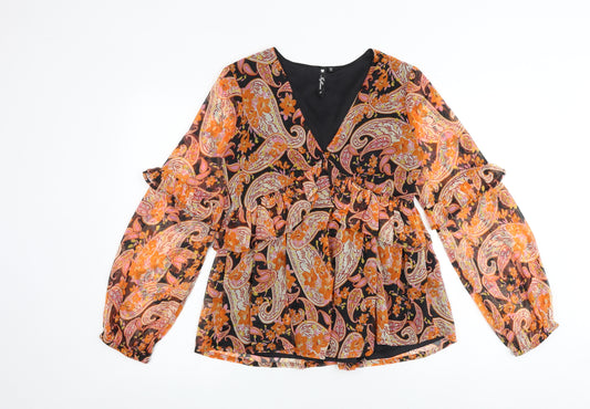 Influence Womens Multicoloured Paisley Polyester Basic Blouse Size 8 V-Neck