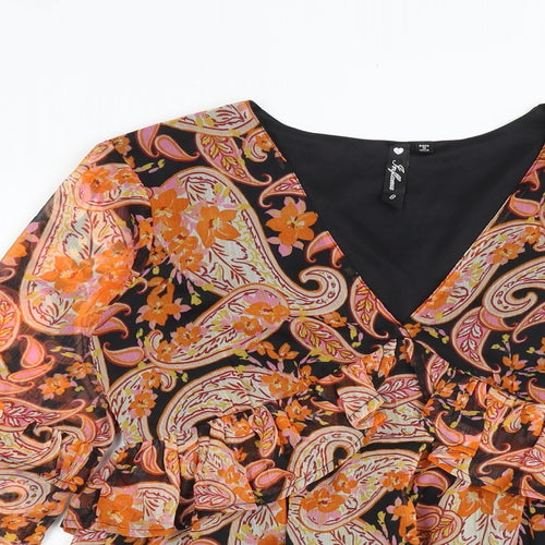 Influence Womens Multicoloured Paisley Polyester Basic Blouse Size 8 V-Neck