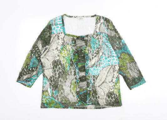 Klass Womens Multicoloured Geometric Polyester Basic Blouse Size XL Square Neck