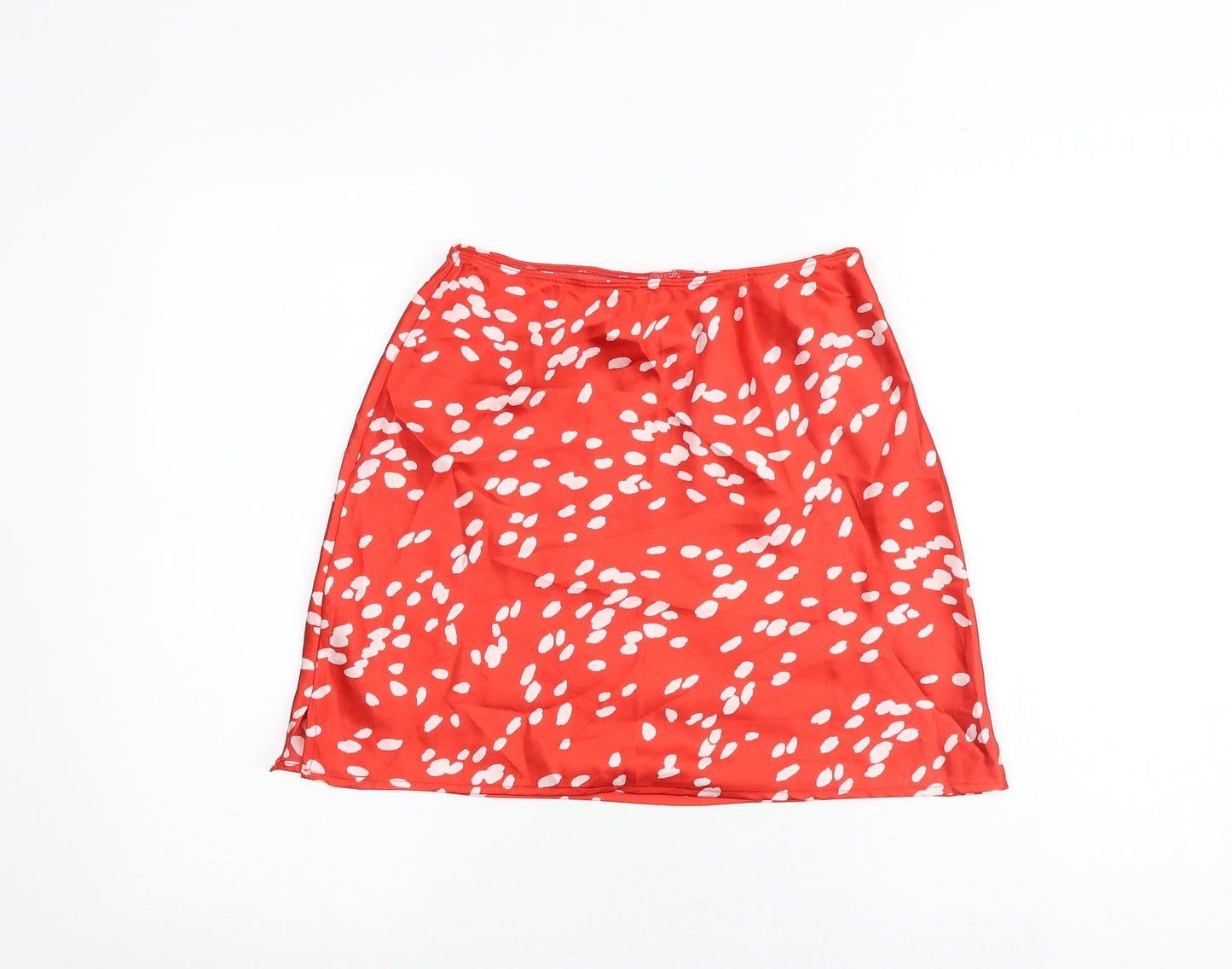New Look Womens Red Geometric Polyester A-Line Skirt Size 6