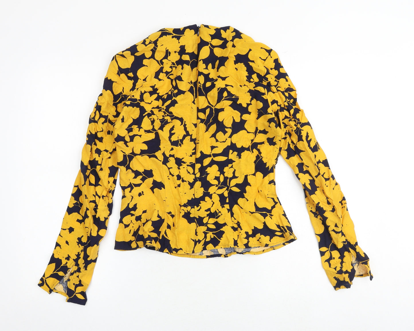 H&M Womens Multicoloured Floral Viscose Basic Blouse Size 10 Round Neck