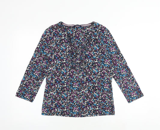 Maine Womens Multicoloured Floral 100% Cotton Basic T-Shirt Size 12 V-Neck