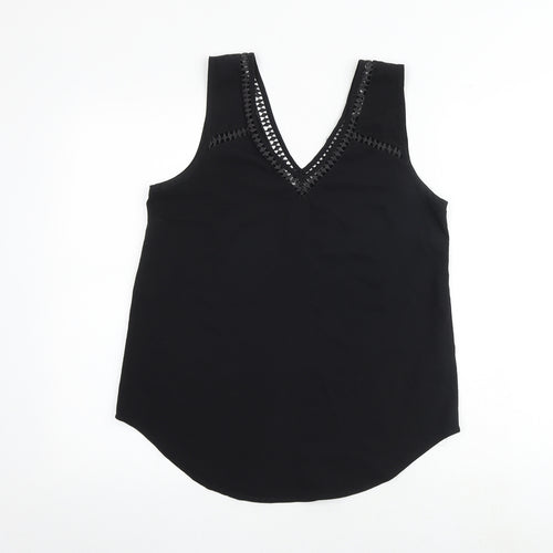 ASOS Womens Black Polyester Basic Tank Size 10 V-Neck