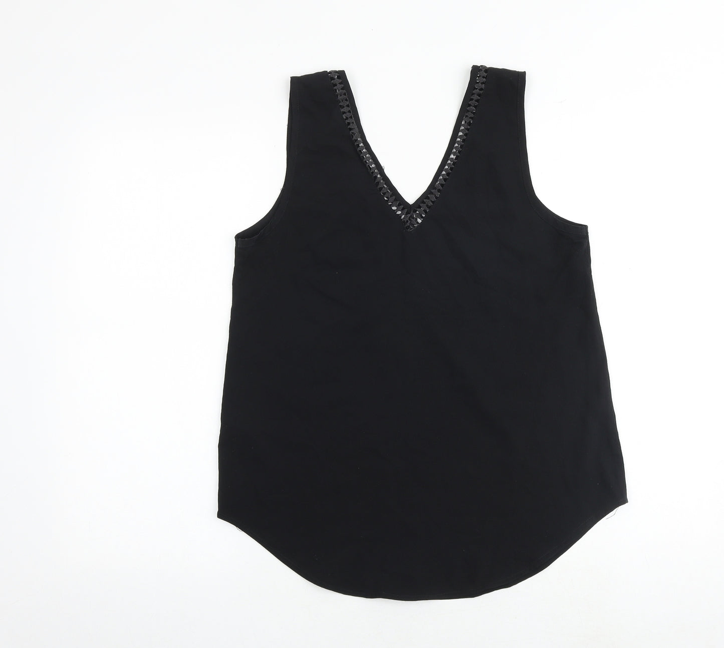 ASOS Womens Black Polyester Basic Tank Size 10 V-Neck