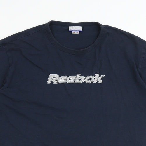 Reebok Mens Blue Cotton T-Shirt Size L Round Neck