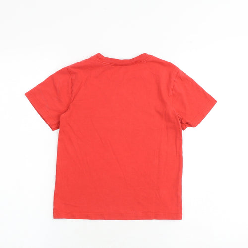 Penguin Boys Red 100% Cotton Basic T-Shirt Size 5-6 Years Round Neck Pullover