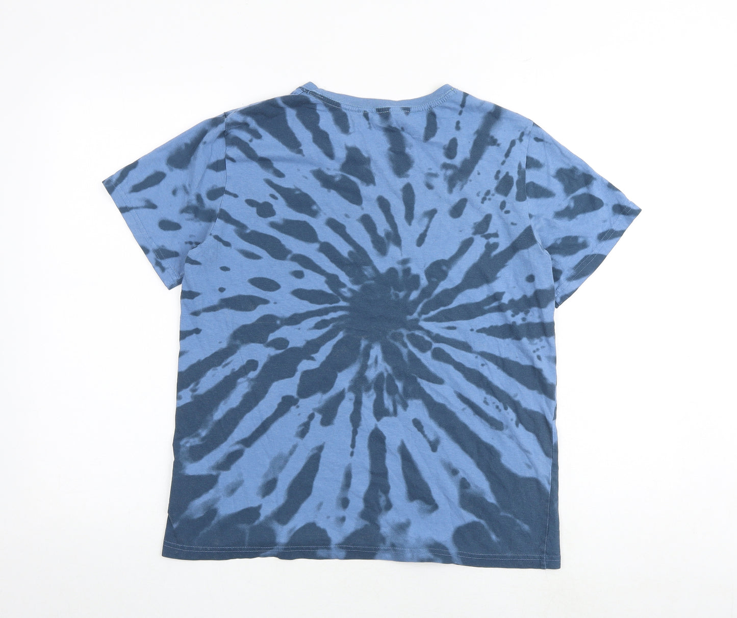H&M Boys Blue Geometric 100% Cotton Basic T-Shirt Size 13-14 Years Round Neck Pullover - Tie Dye