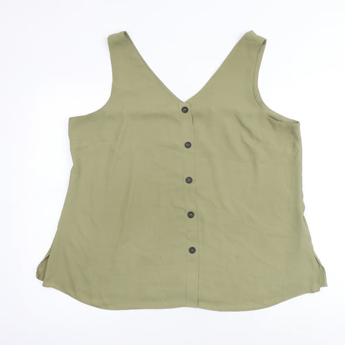 Wallis Womens Green Polyester Basic Tank Size 18 V-Neck