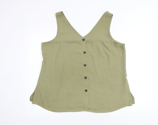 Wallis Womens Green Polyester Basic Tank Size 18 V-Neck