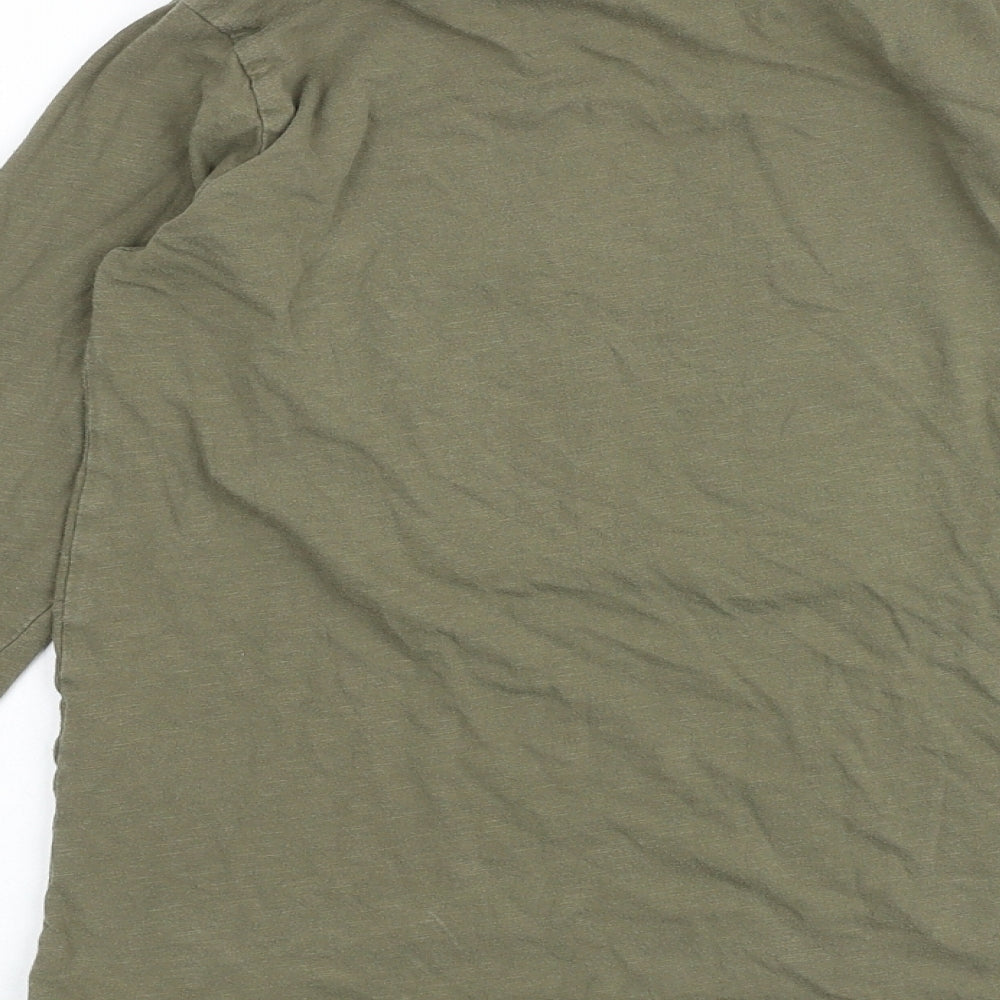 Zara Boys Green 100% Cotton Basic T-Shirt Size 10 Years Round Neck Pullover - Lisboa