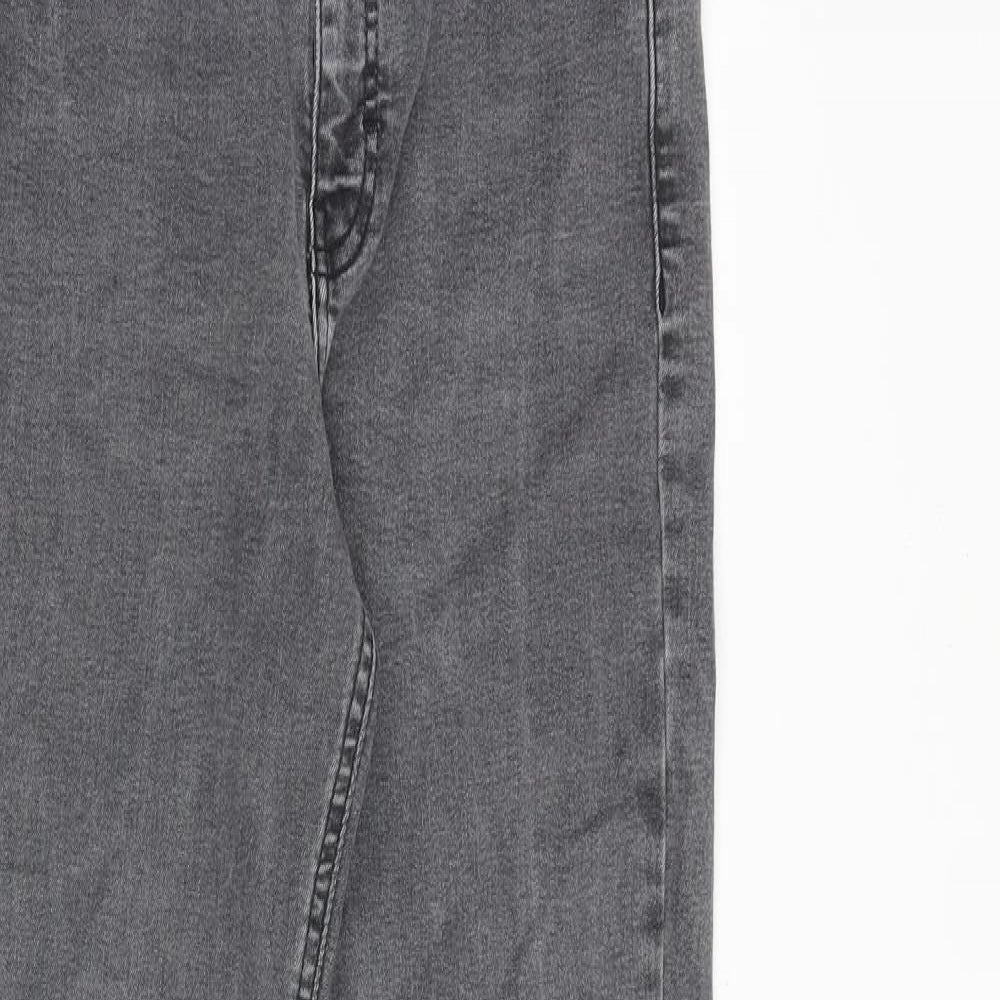 Topshop Womens Grey Cotton Flared Jeans Size 28 in Regular Zip