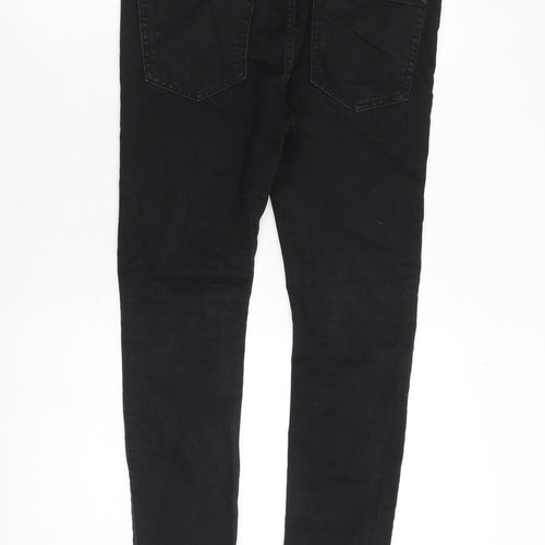 Topman Mens Black Cotton Skinny Jeans Size 30 in Slim Zip - Short Leg