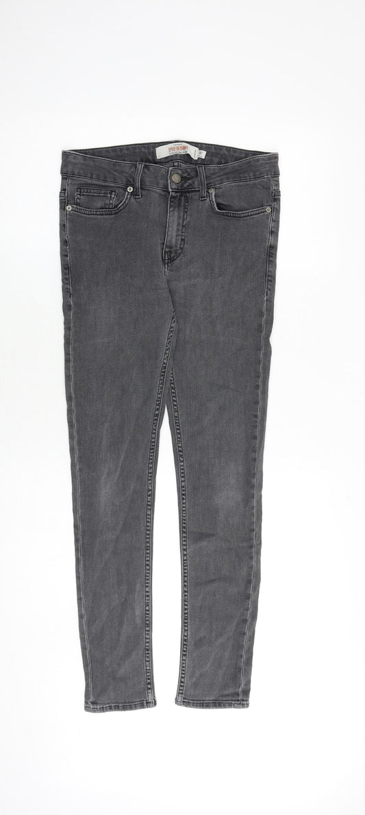 Topman Mens Grey Cotton Skinny Jeans Size 30 in Slim Zip - Short Leg