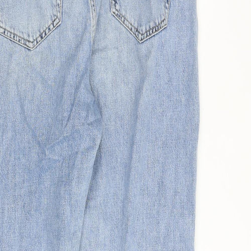 Topshop Womens Blue Cotton Mom Jeans Size 26 in Regular Zip - Open Knee