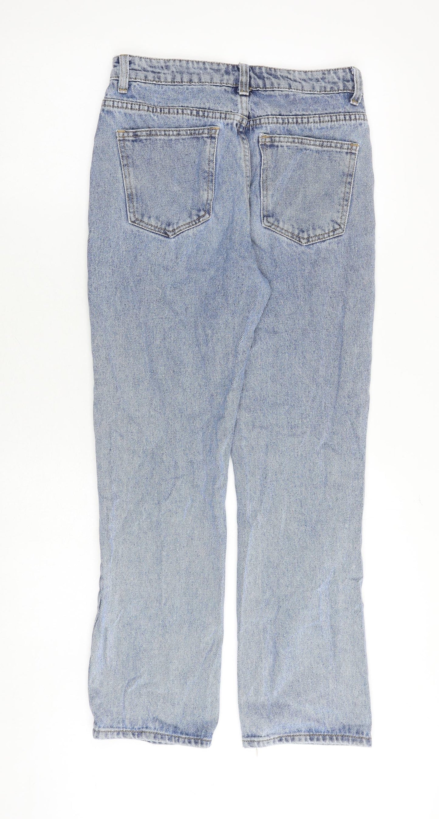 Momokrom Womens Blue Cotton Straight Jeans Size 8 Regular Zip