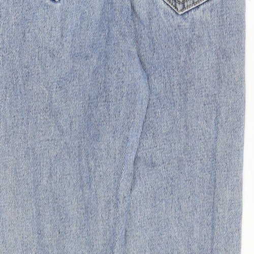Momokrom Womens Blue Cotton Straight Jeans Size 8 Regular Zip