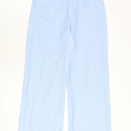 H&M Womens Blue Cotton Wide-Leg Jeans Size 10 Regular Zip
