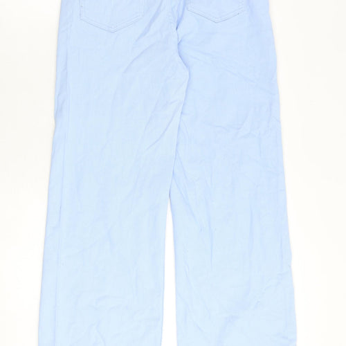H&M Womens Blue Cotton Wide-Leg Jeans Size 10 Regular Zip