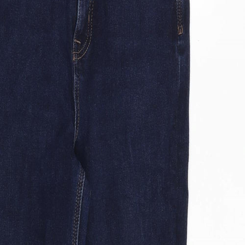 Marks and Spencer Womens Blue Cotton Straight Jeans Size 10 Regular Zip