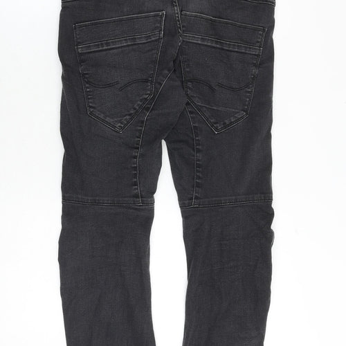 JACK & JONES Mens Grey Cotton Straight Jeans Size 30 in Slim Zip