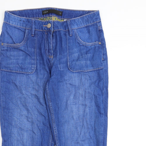 NEXT Womens Blue Cotton Cropped Jeans Size 12 Regular Zip