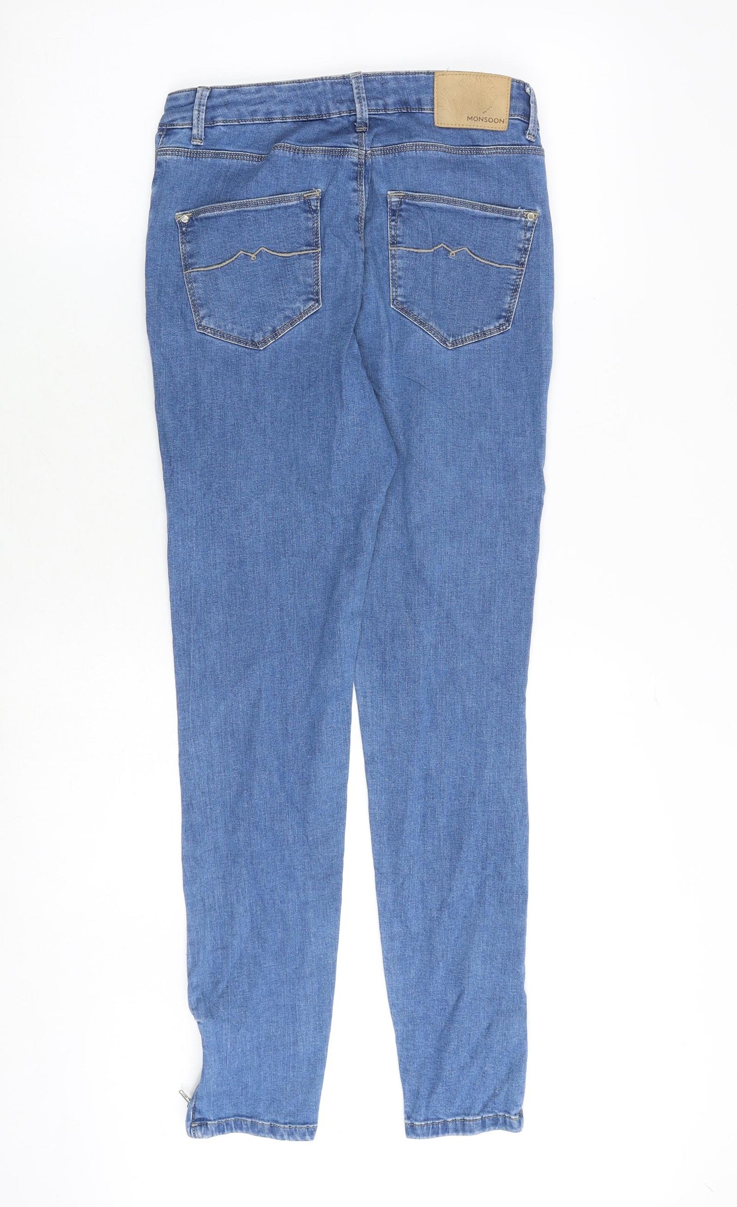 Monsoon Womens Blue Cotton Skinny Jeans Size 8 Slim Zip